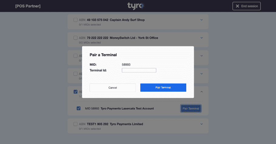 Integration Portal Select MIDs