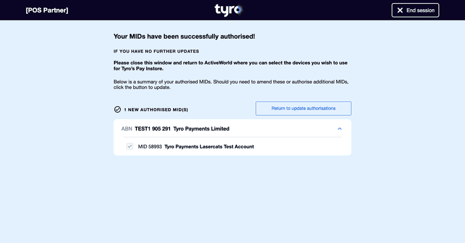 Integration Portal Select MIDs