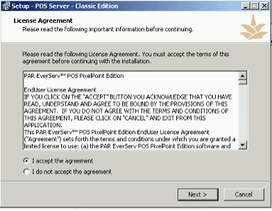 Installation accept agreement